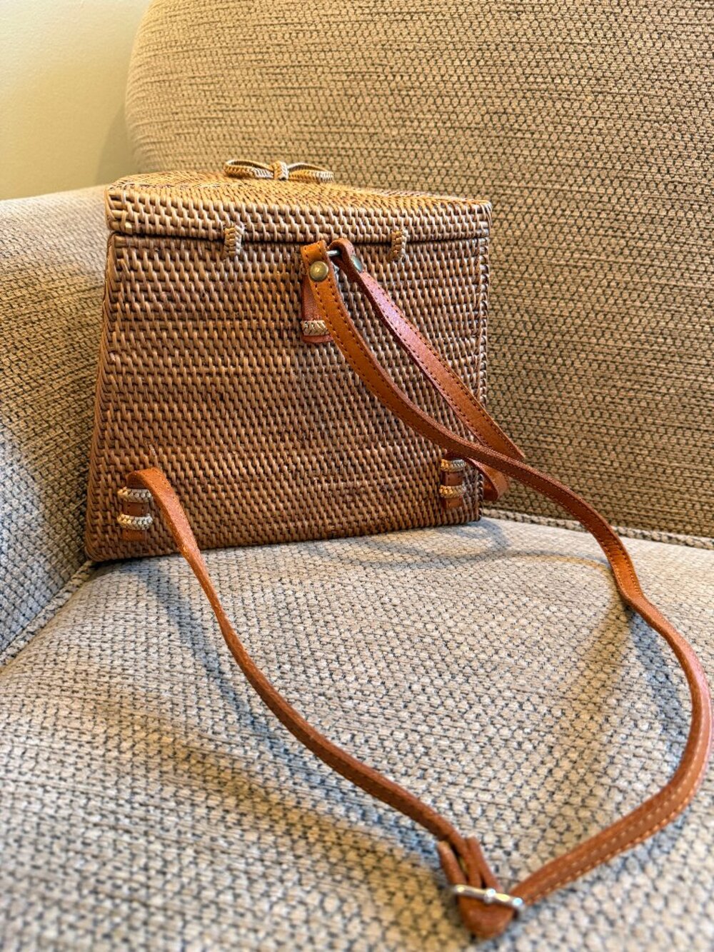 Sundara Rattan Backpack Bali Woven Bag Boho Summer - Picture 4 of 10
